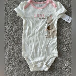 Carter's White and Pink Kangaroo Bodysuit